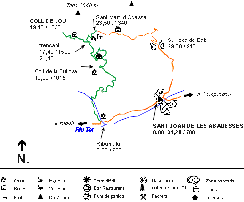 Mapa (Serra Cavallera.  Coll de Jou)