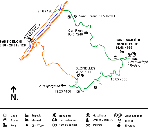 Mapa (La serra de Marina.  Sant Mart de Montnegre)
