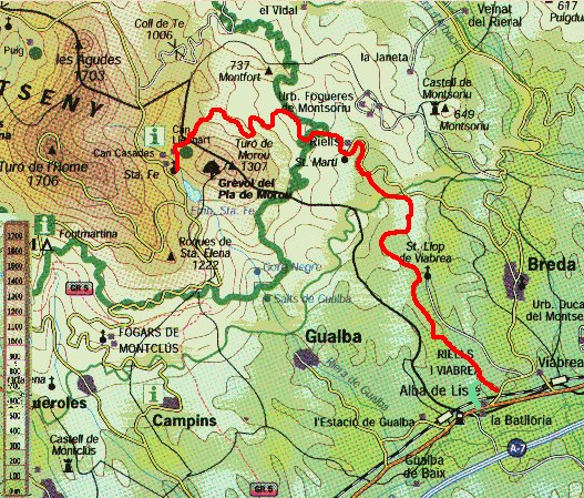 Mapa (Montseny.  Riells del Montseny)