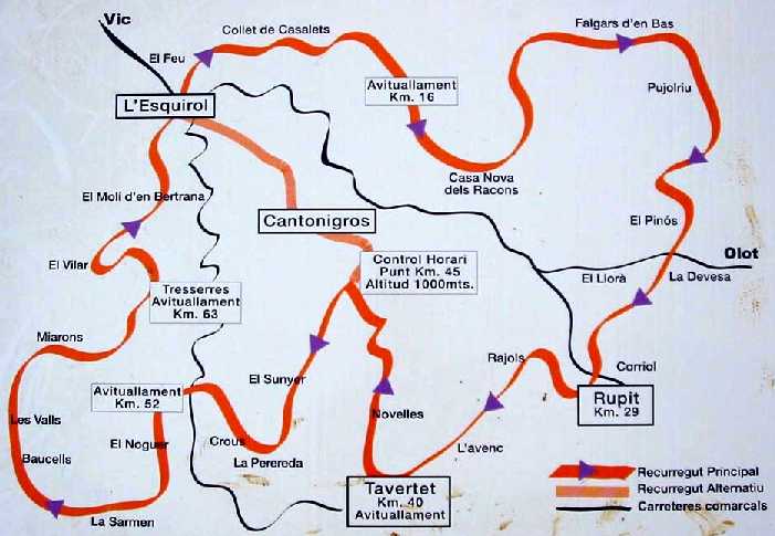 Mapa (L'Esquirol. La ruta principal i alternativa)